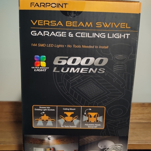 ♠️ New - Farpoint Versa Beam Swivel Garage Attic Ceiling Light - 6000 Lumens - Picture 4 of 9